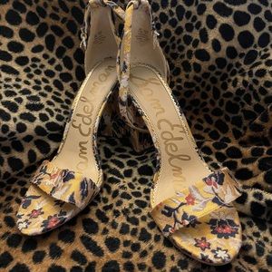 Sam Edelman Gold Floral Heels